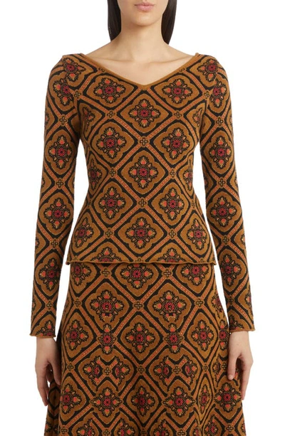 Etro Metallic Floral Medallion Jumper In Black