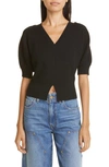 Ulla Johnson Eila Ribbed V-neck Top In Noir