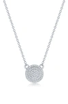 SIMONA STERLING SILVER PAVÉ DIAMOND ROUND HALO PENDANT NECKLACE