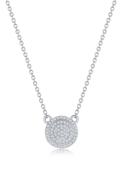 Simona Round Halo Diamond Necklace (0.1 Ct. T.w.) - 59 Stones In Sterling Silver
