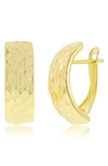 SIMONA 14K YELLOW GOLD TEXTURED HALF HUGGIE HOOP EARRINGS