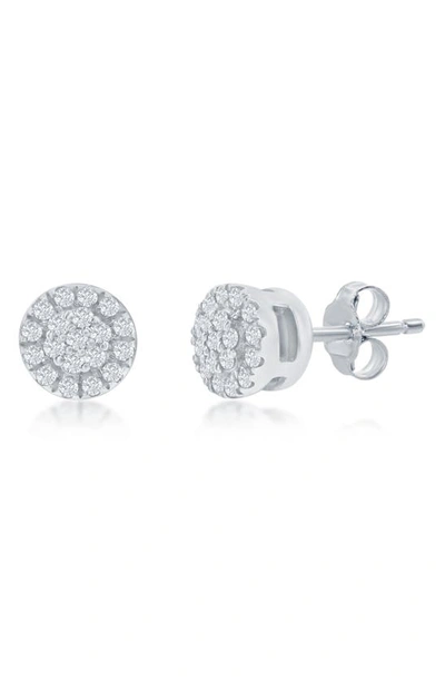Simona Round Halo Diamond Stud Earrings (0.1 Ct. T.w.) 46 Stones In Sterling Silver