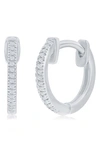 Simona 13mm Huggie Diamond Earrings (0.1 Ct. T.w.) 32 Stones In Sterling Silver In Silver