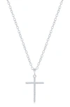 SIMONA STERLING SILVER PAVÉ DIAMOND CROSS PENDANT NECKLACE