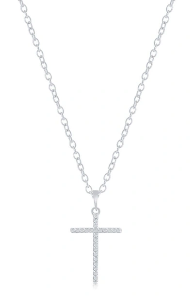 Simona Diamond Cross Necklace (0.1 Ct. T.w.) - 40 Stones In Sterling Silver