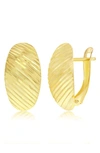 SIMONA 14K YELLOW GOLD TEXTURED OVAL HALF HUGGIE HOOP EARRINGS