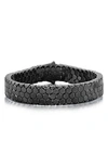 Blackjack Mens Stainless Steel Polished Honey Comb Design Bracelet - Black Plated In Black