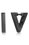 Blackjack Mens Stainless Steel 13mm Polished Triangle Earrings - Black Plated In Black