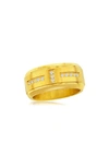 Blackjack Stainless Steel Gold Band Cz Ring In Yellow