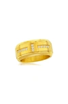 Blackjack Stainless Steel Gold Band Cz Ring