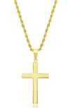 Blackjack Mens Stainless Steel Polished Cross Necklace - Gold Plated