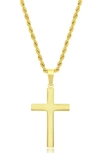 Blackjack Mens Stainless Steel Polished Cross Necklace - Gold Plated In Gold