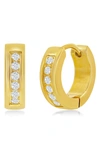 Blackjack Cubic Zirconia Huggie Hoop Earrings In Gold