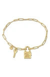 Delmar Lock & Key Love Paperclip Link Bracelet In Gold