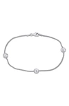 Delmar 6mm Ball Station Chain Bracelet In Silver