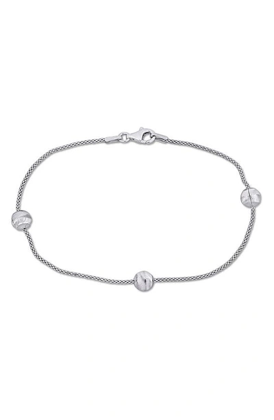 Delmar 6mm Ball Station Chain Bracelet In Silver