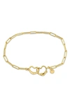 Delmar Double Heart Paperclip Link Bracelet In Gold