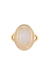 Adornia Fine Halo Moonstone Ring In White