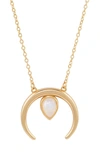 ADORNIA FINE HORN FLOATING PEAR MOONSTONE PENDANT NECKLACE