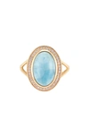 Adornia Fine Adornia Larimar Halo Ring 14k Gold Vermeil In Blue