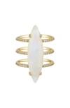 Adornia Fine Adornia Moonstone Marquis Ring 14k Gold Vermeil In White