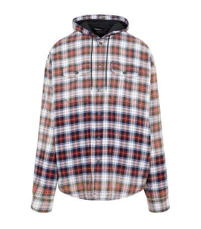 Balenciaga Check Flannel Bleached Shirt In Multicolor