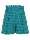 Balmain High Waist Tweed Mini Shorts In Green