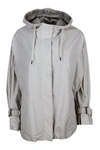 BRUNELLO CUCINELLI BRUNELLO CUCINELLI WATER RESISTANT OUTERWARE JACKET WITH HOOD AND DRAWSTRING HEM. CURL ON THE SLEEVE