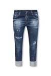 Dsquared2 Mid-rise Distressed Cropped Jeans In Blue