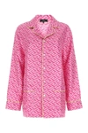 Versace Monogram Print Silk Twill Pajama Shirt In Pink