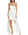 Halston Asher Asymmetric Cutout Crepe Gown In White