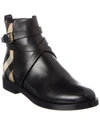 Burberry Equestrian Buckle Vintage Check Ankle Booties In Black