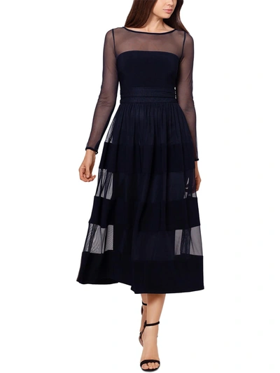 Betsy & Adam Womens Drapey Long Maxi Dress In Blue