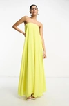 Asos Design Bandeau Trapeze Maxi Dress With Elasticated Back In Bright Yellow In Yellow