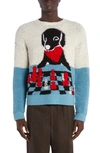 BOTTEGA VENETA JOHN JOHN COLORBLOCK JACQUARD WOOL BLEND SWEATER