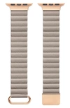 The Posh Tech Dakota Leather Apple Watch® Watchband In Khaki