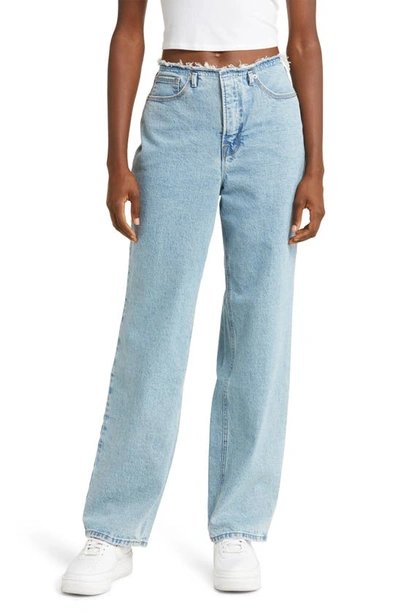 Good American Womens Indigo492 Good 90s Straight-leg Low-rise Stretch-denim Jeans