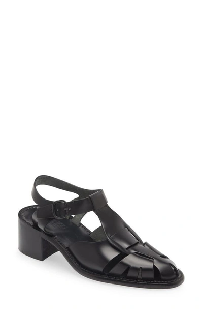 Hereu Pesca Block Heel Fisherman Sandal In Black