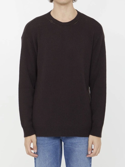Valentino Cashmere Crewneck Jumper With Stud In Black