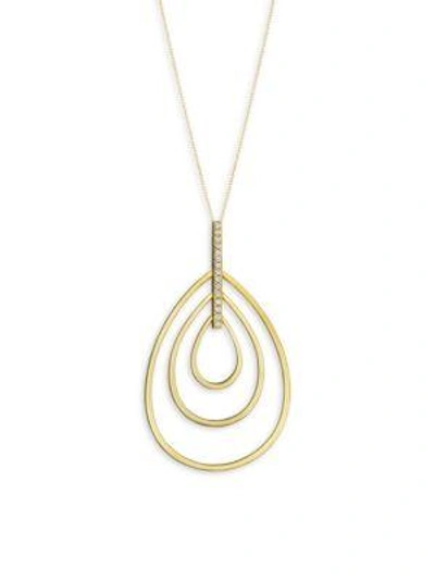 Carelle Moderne Diamond & 18k Yellow Gold Trio Teadrop Pendant Necklace