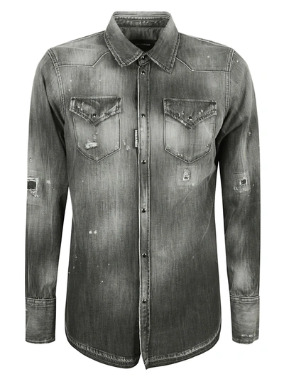 Dsquared2 Classic Western Denim Shirt In Black