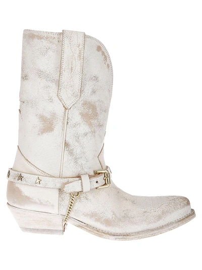 Golden Goose Wish Star Belt Chain Western Boots In 10984