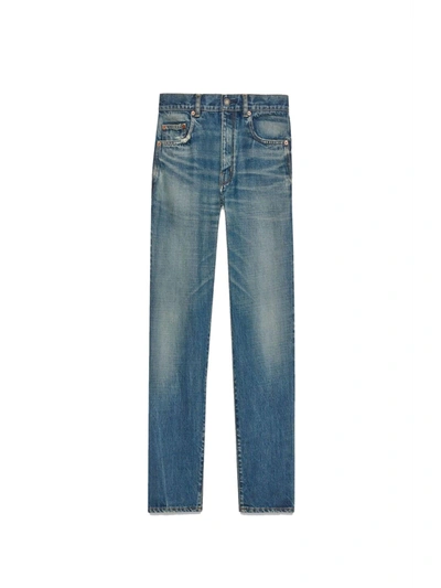 Saint Laurent Straight Jeans In Vintage Denim In Authentic Vintage Bl