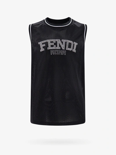 Fendi Tech Mesh Tank Top In Black