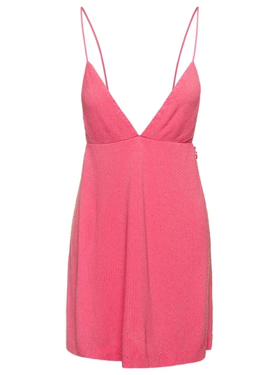 Dsquared2 Short Dress With Rhinestone In Paradise Pink