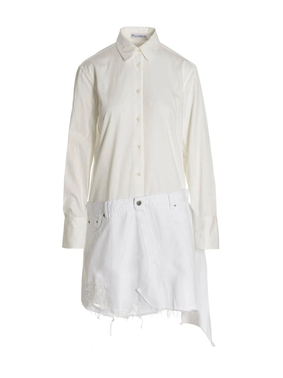 Jw Anderson J.w. Anderson Hybrid Shirt Dress In White