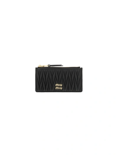 Miu Miu Logo Card Holder In Black