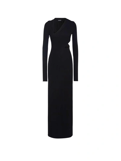 Versace Cutout Hooded Stretch-jersey Maxi Dress In Nero