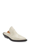 Ganni White Embroidered Western Mules In Egret