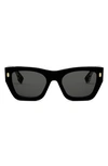 Fendi Roma Rectangular Sunglasses In Shiny Black / Gold
